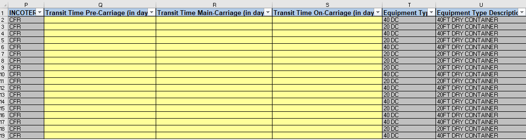 How to fill the rate sheet